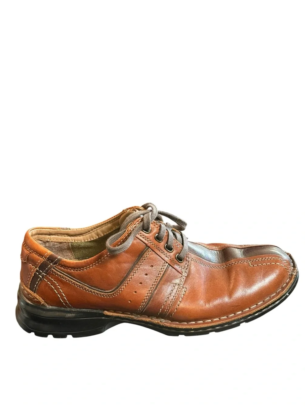 Clarks Touareg Leather Casual Oxford Shoes Brown Two-Tone 9.5 M Comfort Laves